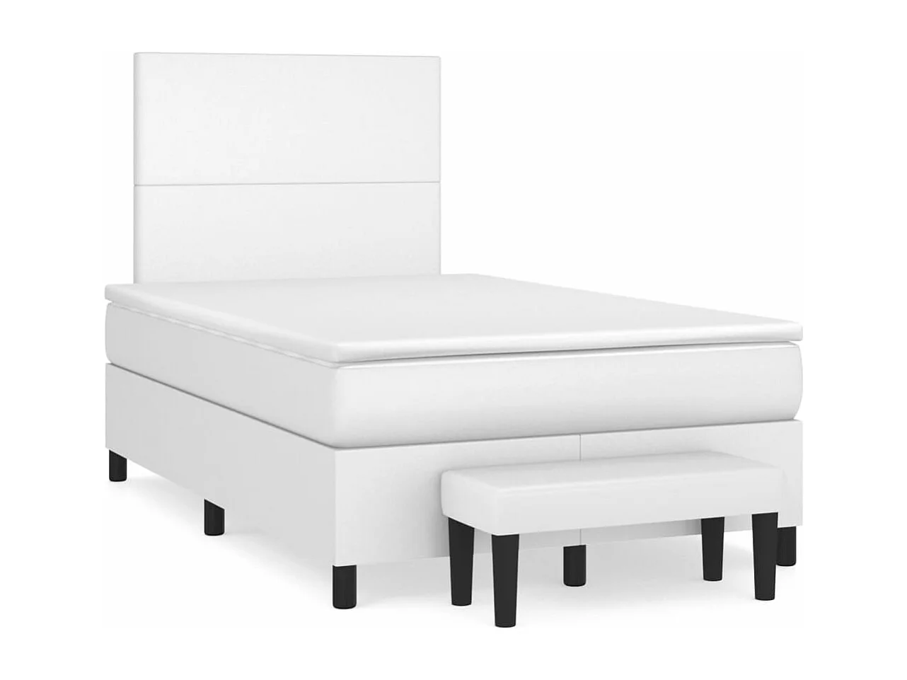Sommier à lattes de lit avec matelas blanc 120x190cm similicuir