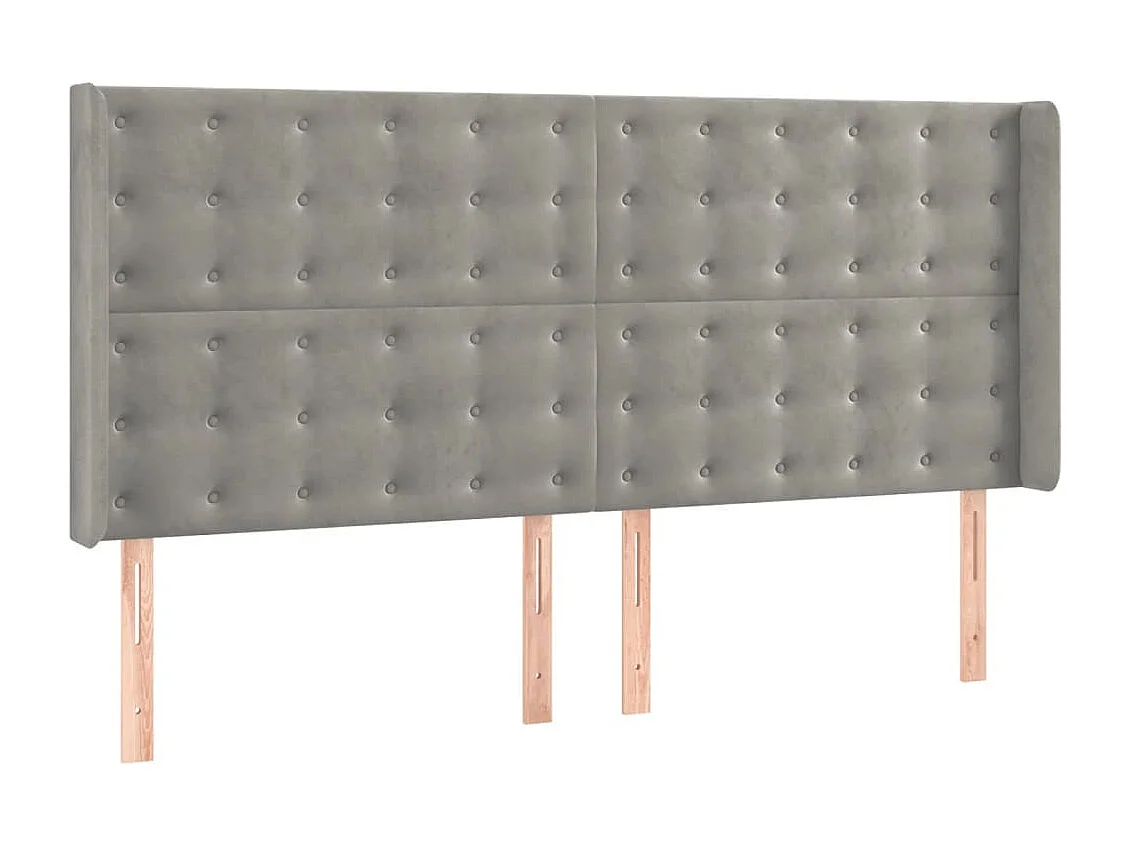Cama box spring colchón y LED terciopelo gris claro 200x200 cm