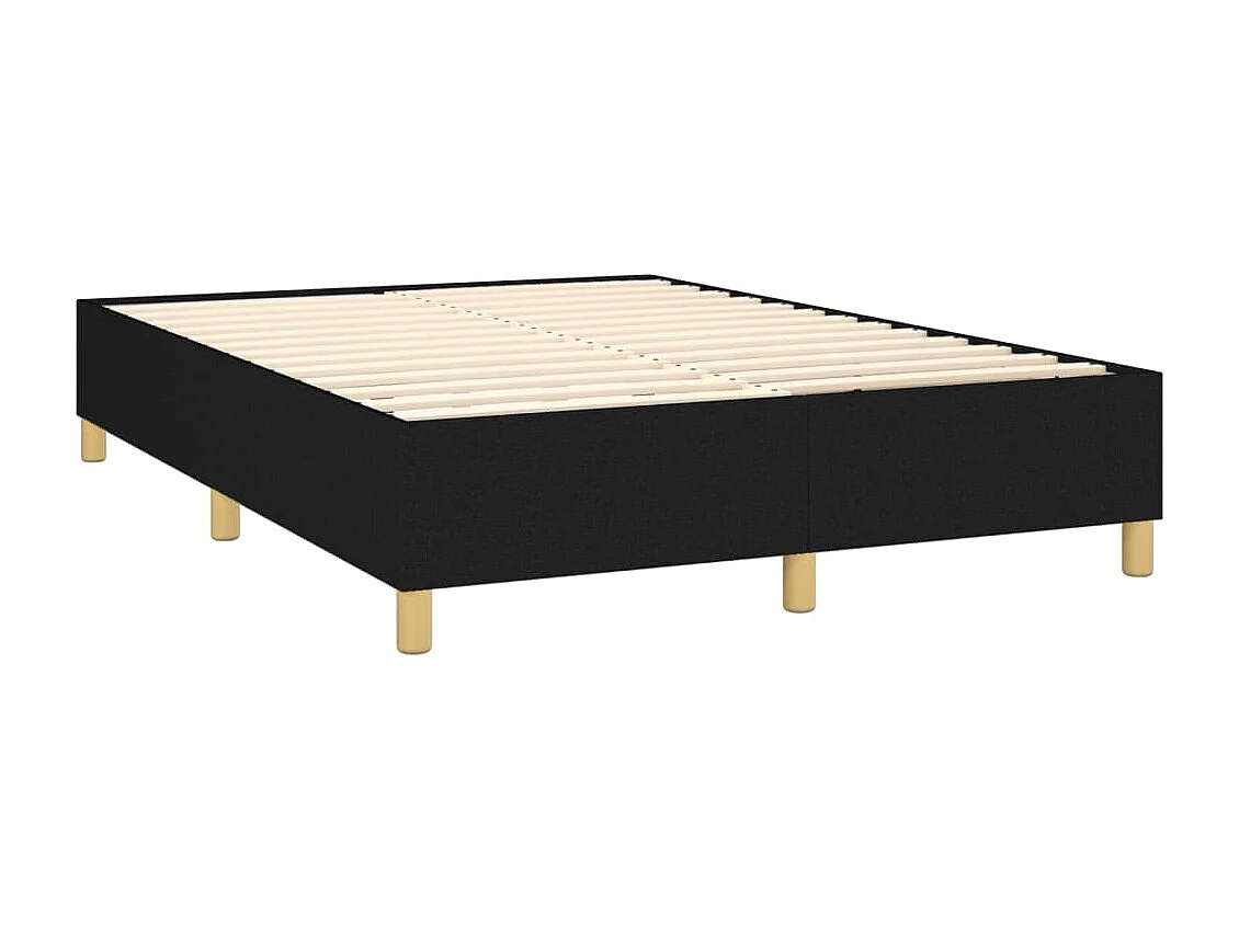Cama box spring colchón y luces LED tela negro 140x190 cm