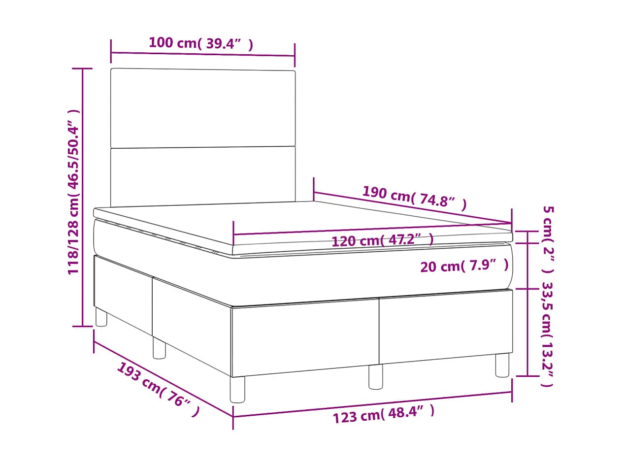 Sommier à lattes de lit avec matelas taupe 120x190 cm tissu