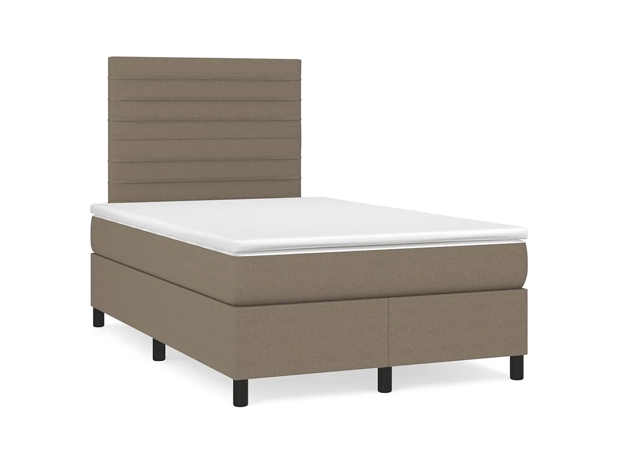 Sommier à lattes de lit matelas et LED taupe 120x190 cm tissu