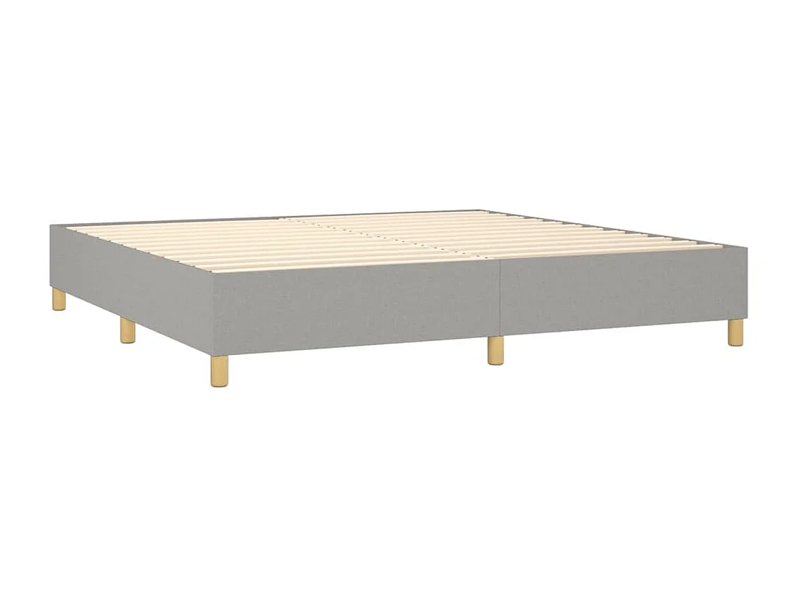 Cama box spring c/ colchão e LED 200x200 cm tecido cinza-claro