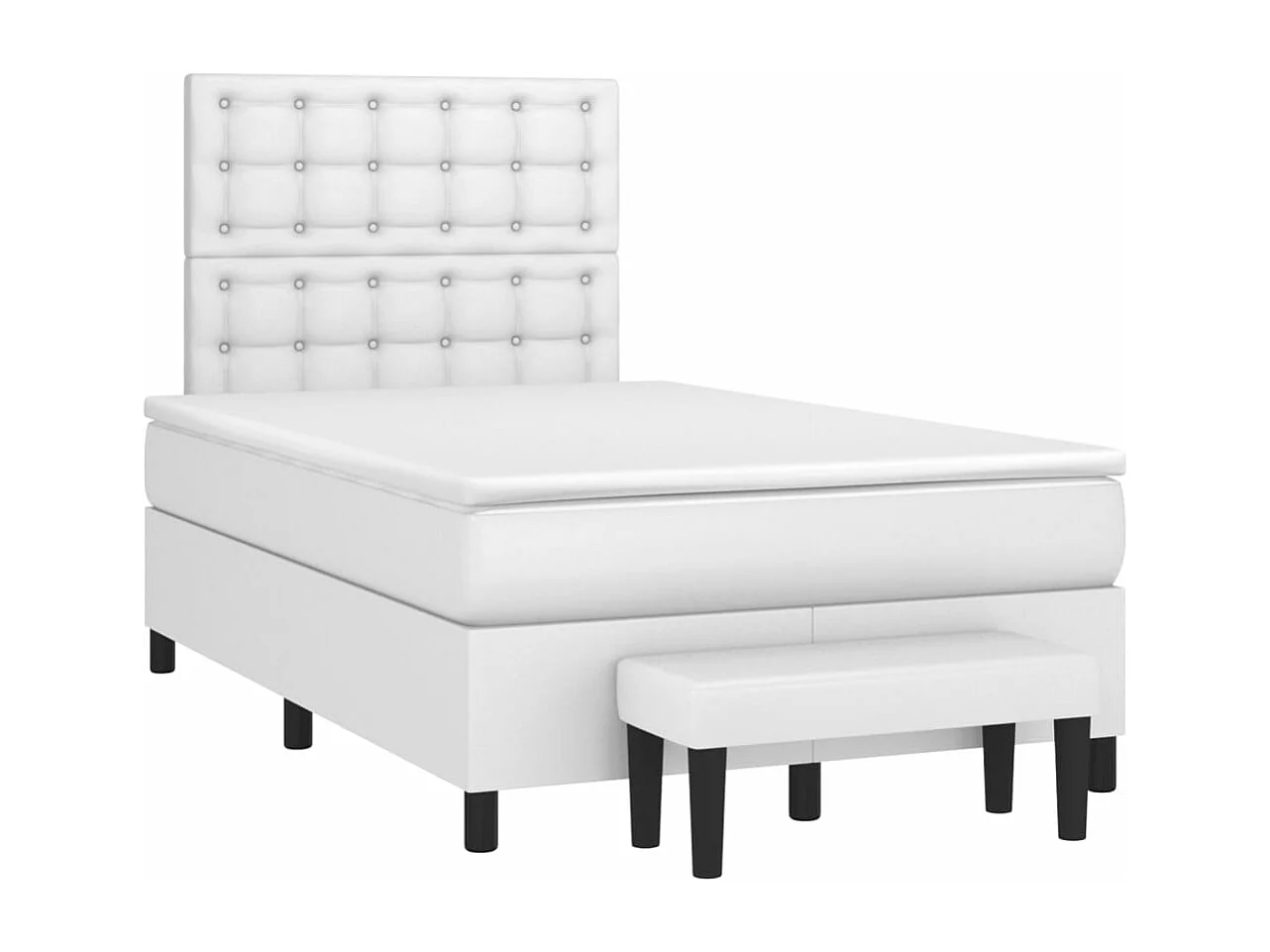 Sommier à lattes de lit avec matelas blanc 120x190cm similicuir