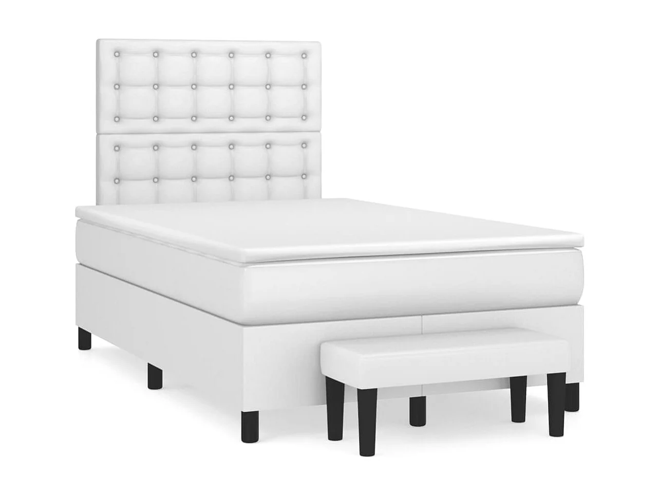 Sommier à lattes de lit avec matelas blanc 120x190cm similicuir