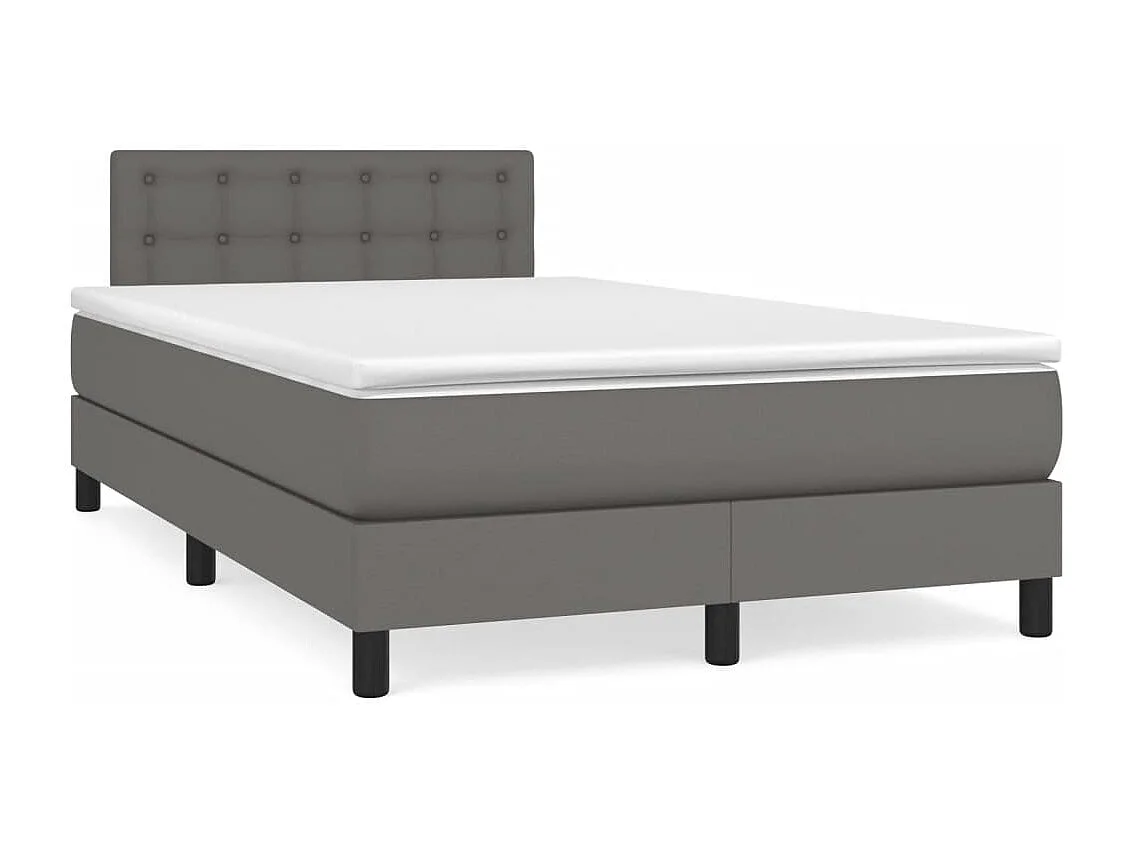 Boxspring met matras en LED kunstleer grijs 120x190 cm