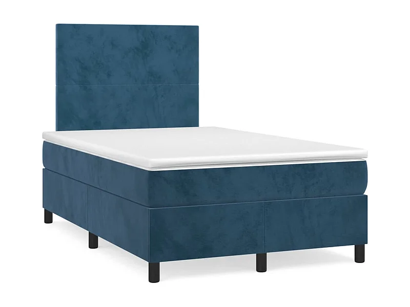 Cama box spring colchón y LED terciopelo azul oscuro 120x190 cm