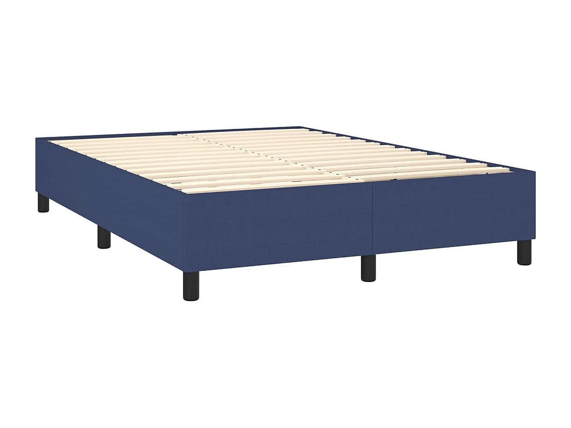 Cama box spring c/ colchão e LED 140x200 cm tecido azul