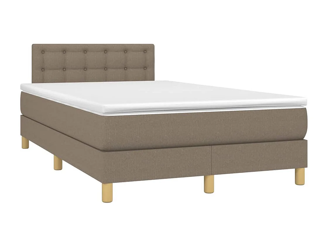Sommier tapissier avec matelas et LED Taupe 120x200 cm Tissu