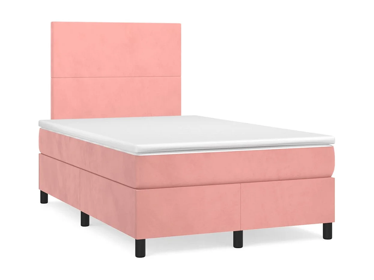 Sommier à lattes de lit avec matelas rose 120x190 cm velours