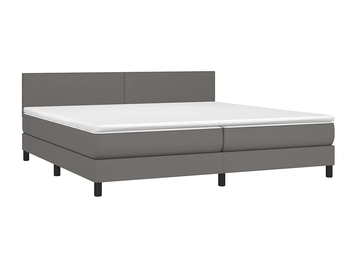 Sommier tapissier et matelas et LED Gris 200x200 cm Similicuir