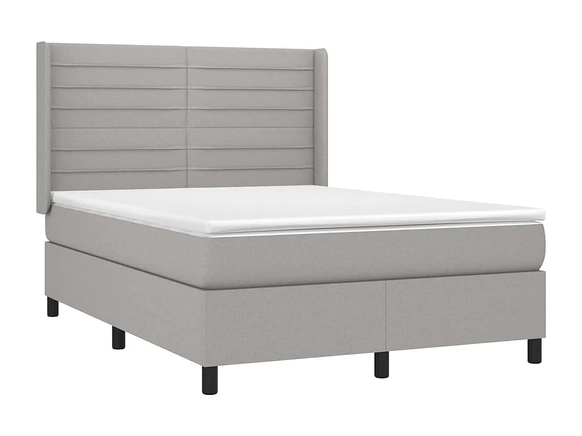 Sommier tapissier et matelas et LED Gris clair 140x190 cm Tissu