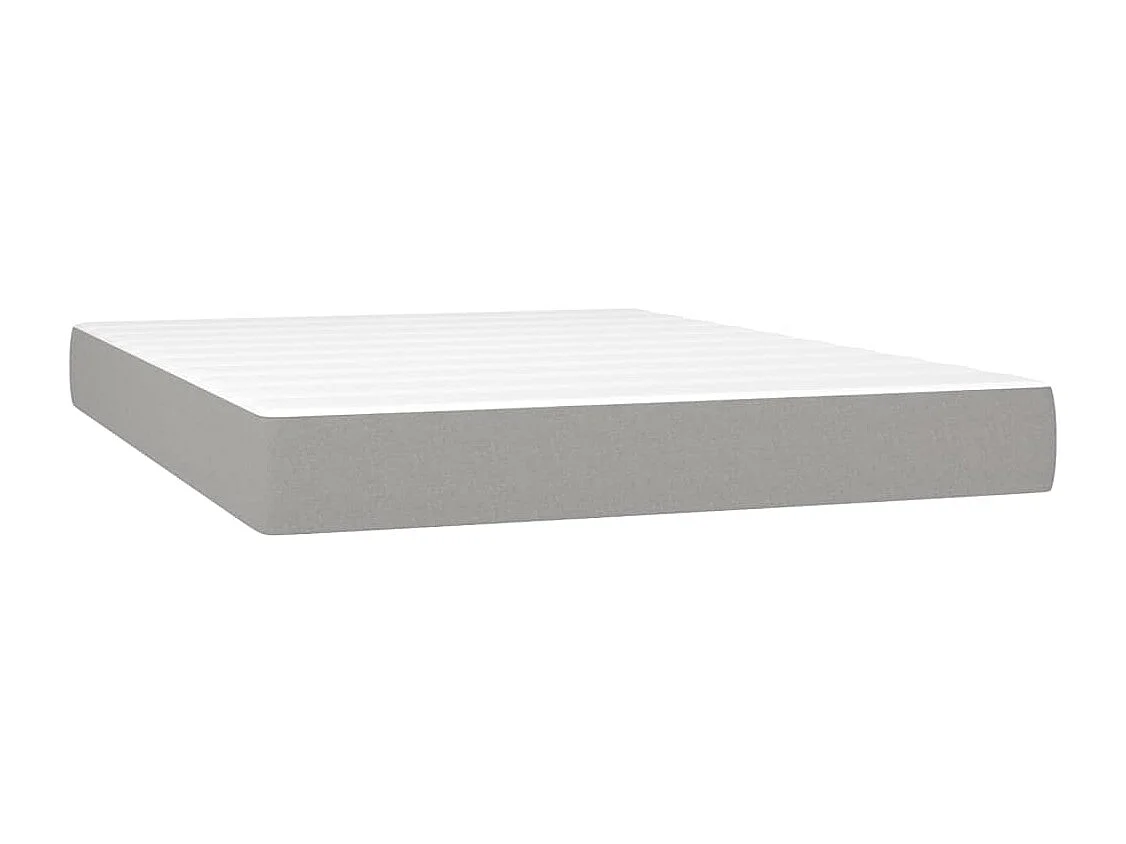 Cama box spring c/ colchão e LED 140x190 cm tecido cinza-claro