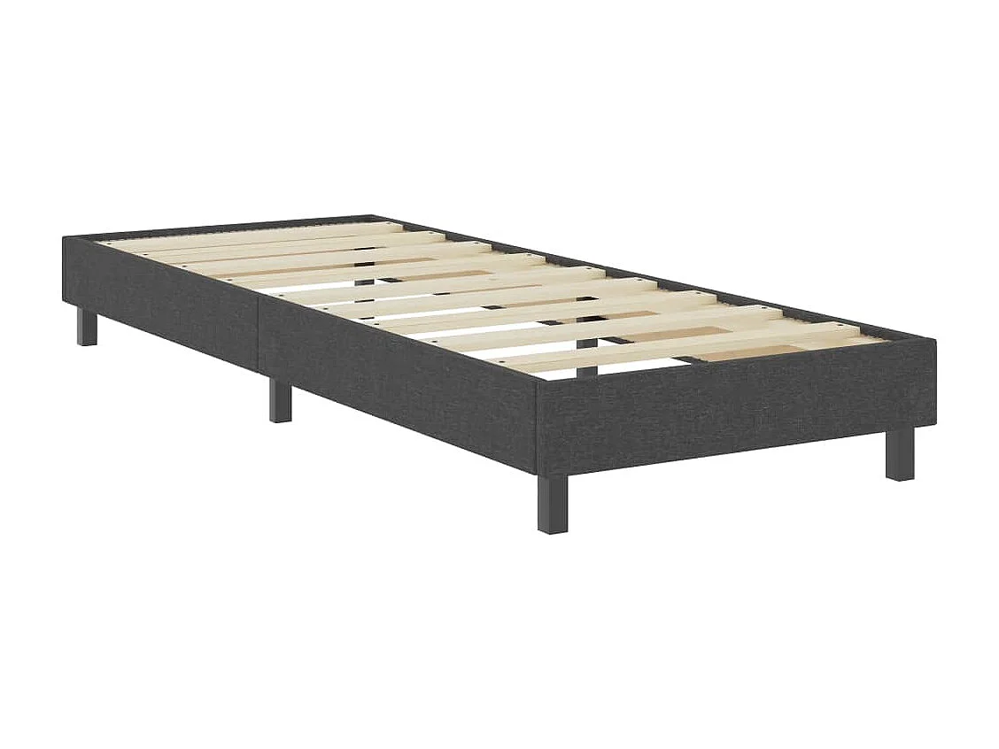 Cama boxspring 100x200 cm tecido cinzento-escuro