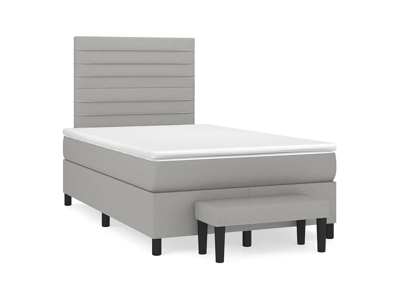Sommier à lattes de lit et matelas gris clair 120x190 cm tissu