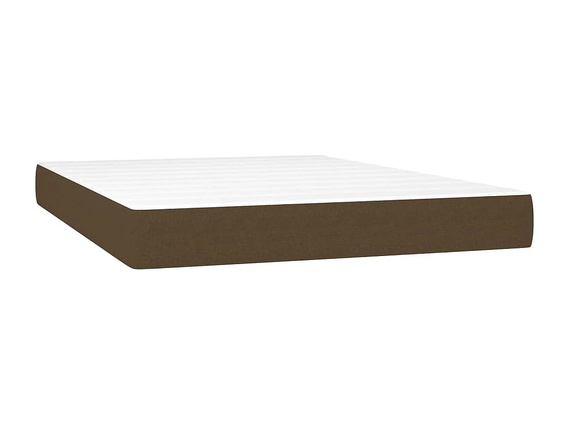 Sommier tapissier matelas et LED Marron foncé 140x200 cm Tissu