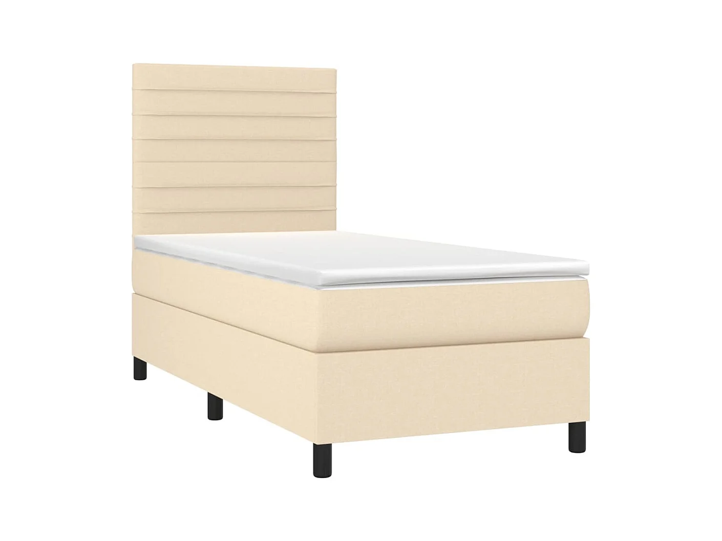 Sommier tapissier avec matelas et LED Crème 100x200 cm Tissu