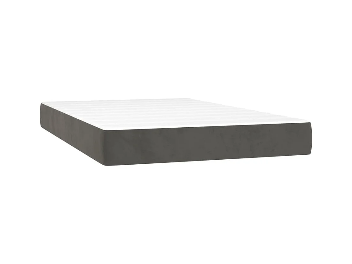 Sommier tapissier matelas et LED Gris foncé 120x200 cm Velours