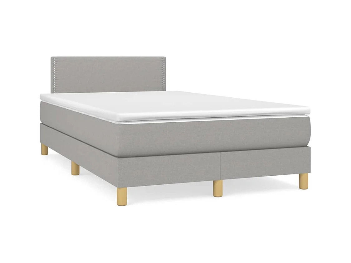 Sommier à lattes de lit et matelas gris clair 120x190 cm tissu