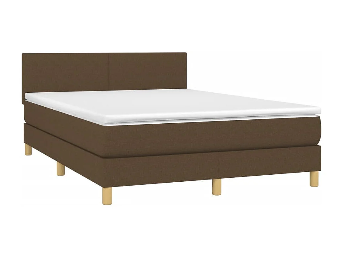 Sommier tapissier matelas et LED Marron foncé 140x200 cm Tissu