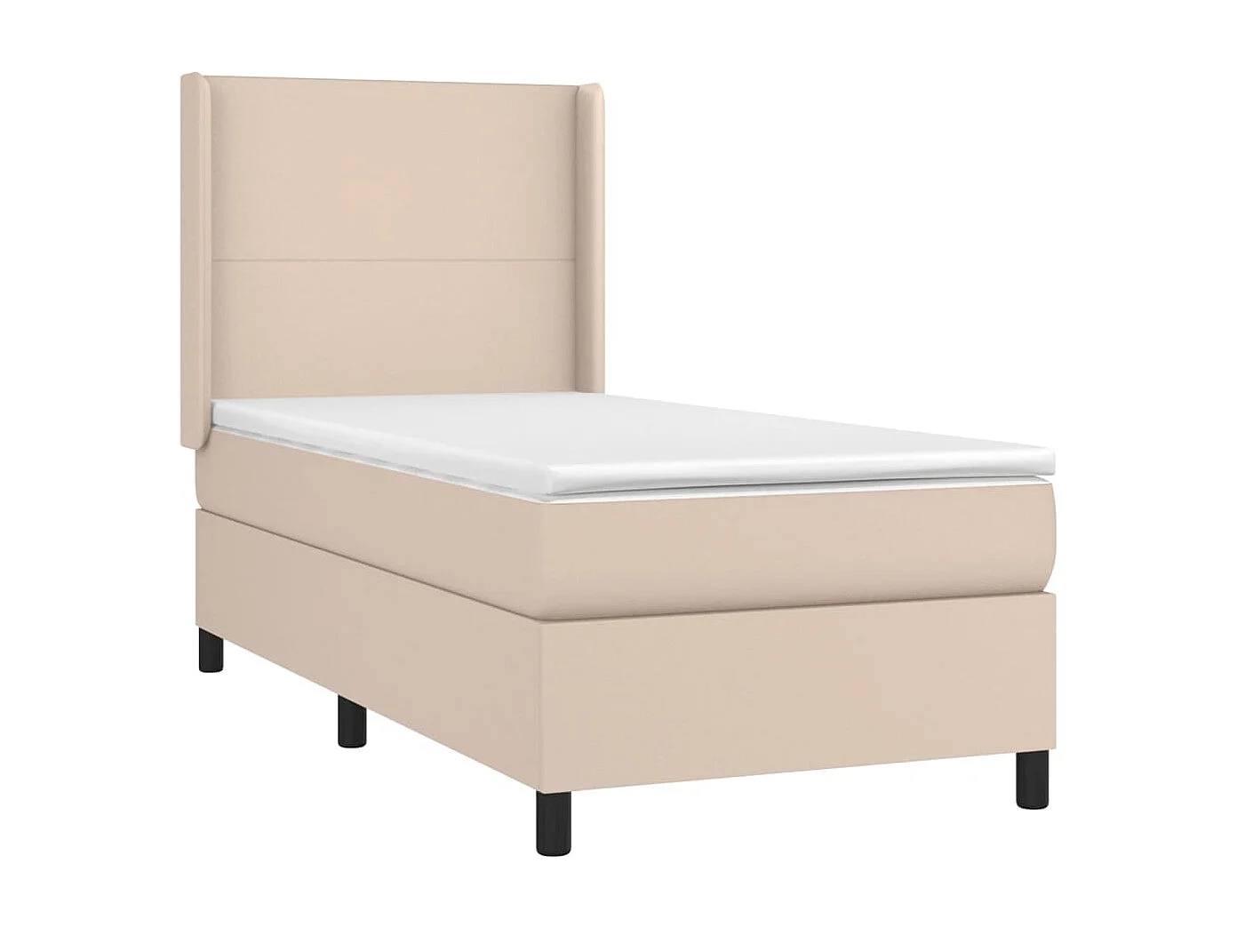 Cama box spring colchón LED cuero sintético capuchino 80x200 cm