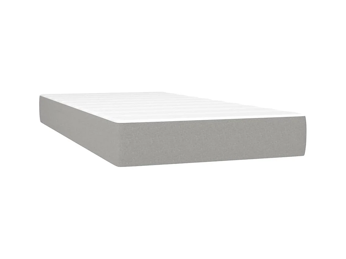 Cama box spring c/ colchão e LED 100x200 cm tecido cinza-claro