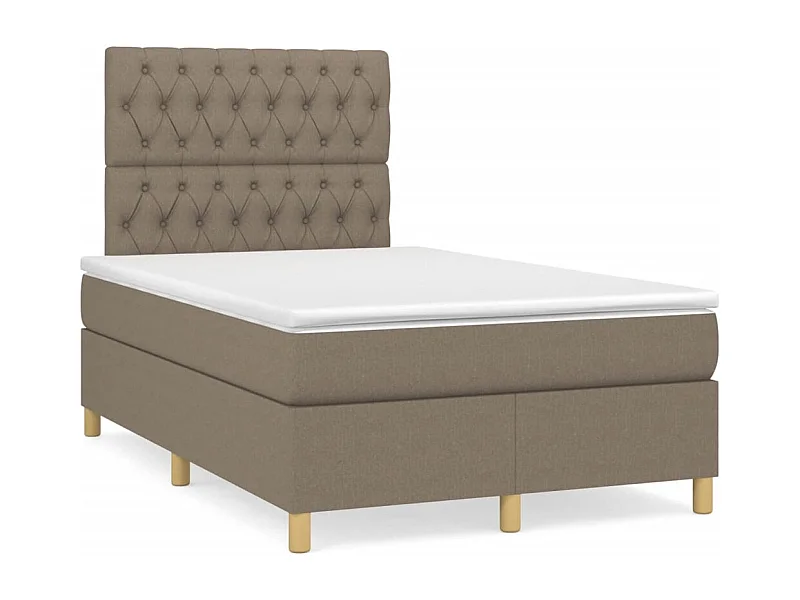 Sommier à lattes de lit matelas et LED taupe 120x190 cm tissu