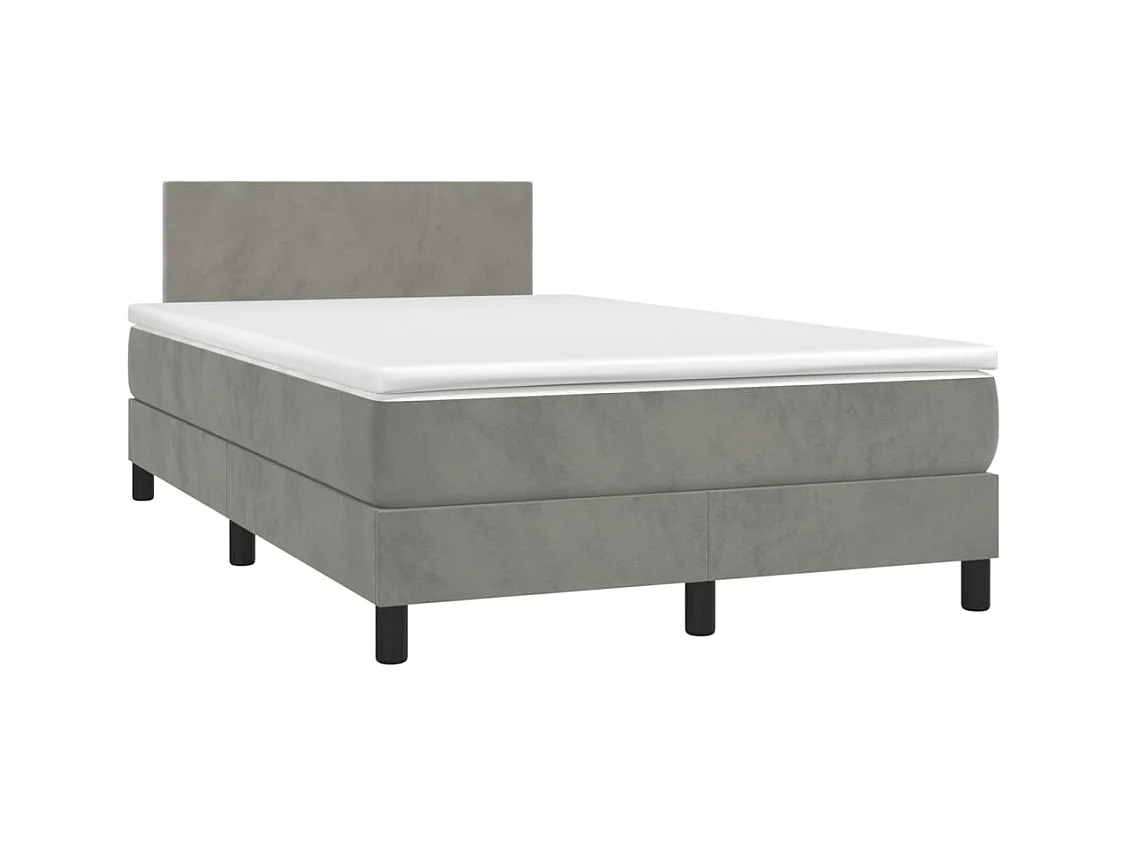 Sommier à lattes de lit avec matelas LED gris clair 120x190 cm