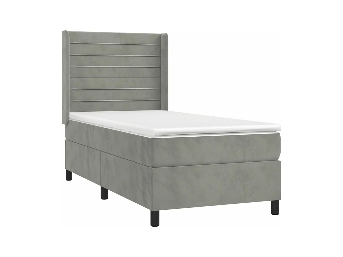 Cama box spring c/ colchão/LED 80x200 cm veludo cinzento-claro