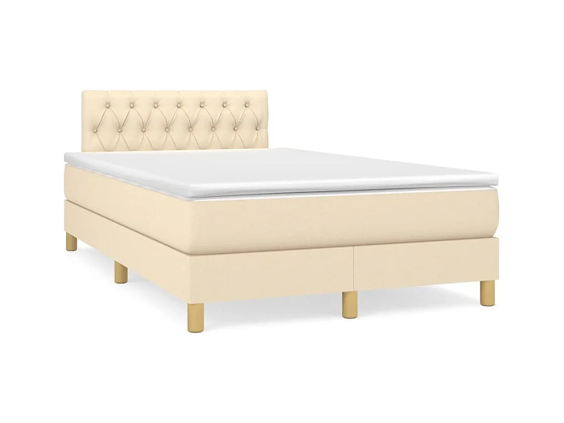 Cama boxspring com colchão 120x190 cm tecido cor creme