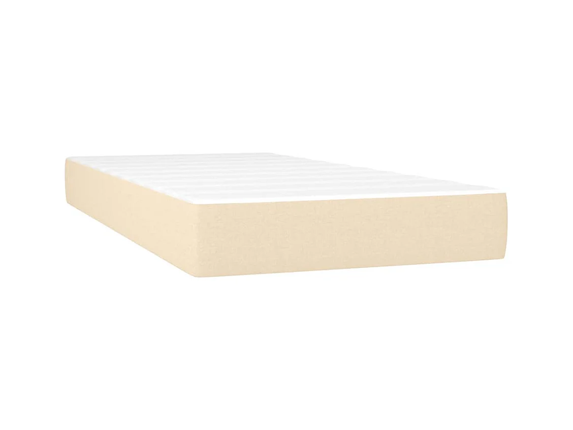 Cama box spring con colchón tela color crema 120x190 cm