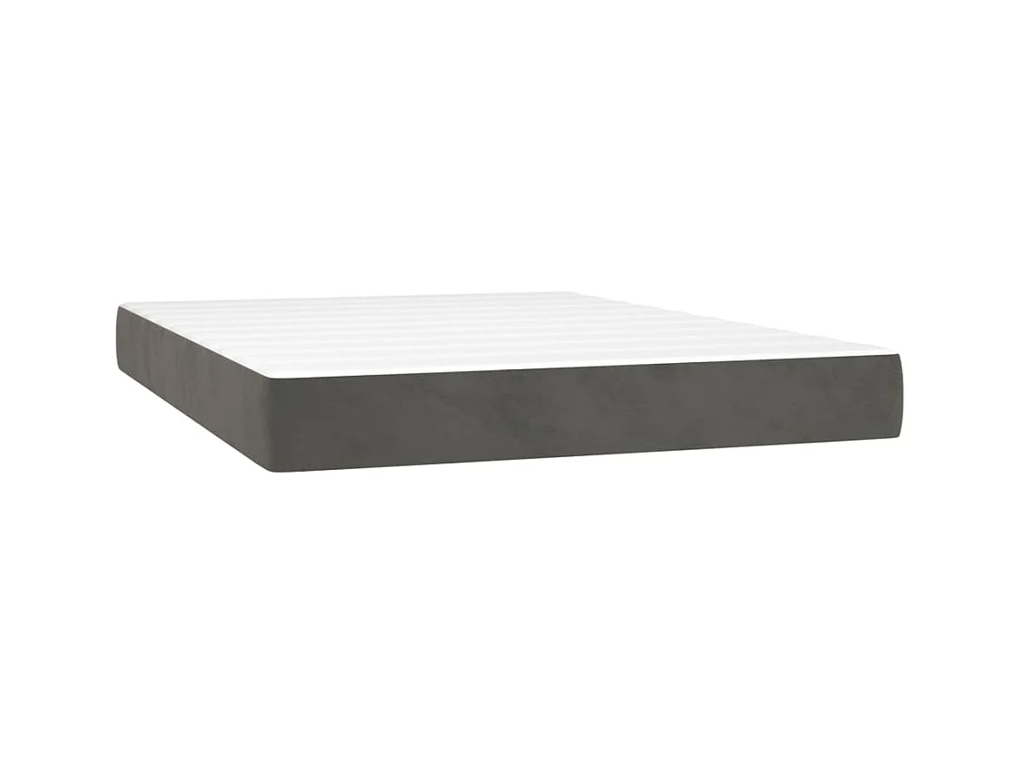 Cama box spring c/ colchão/LED 140x200cm veludo cinzento-escuro