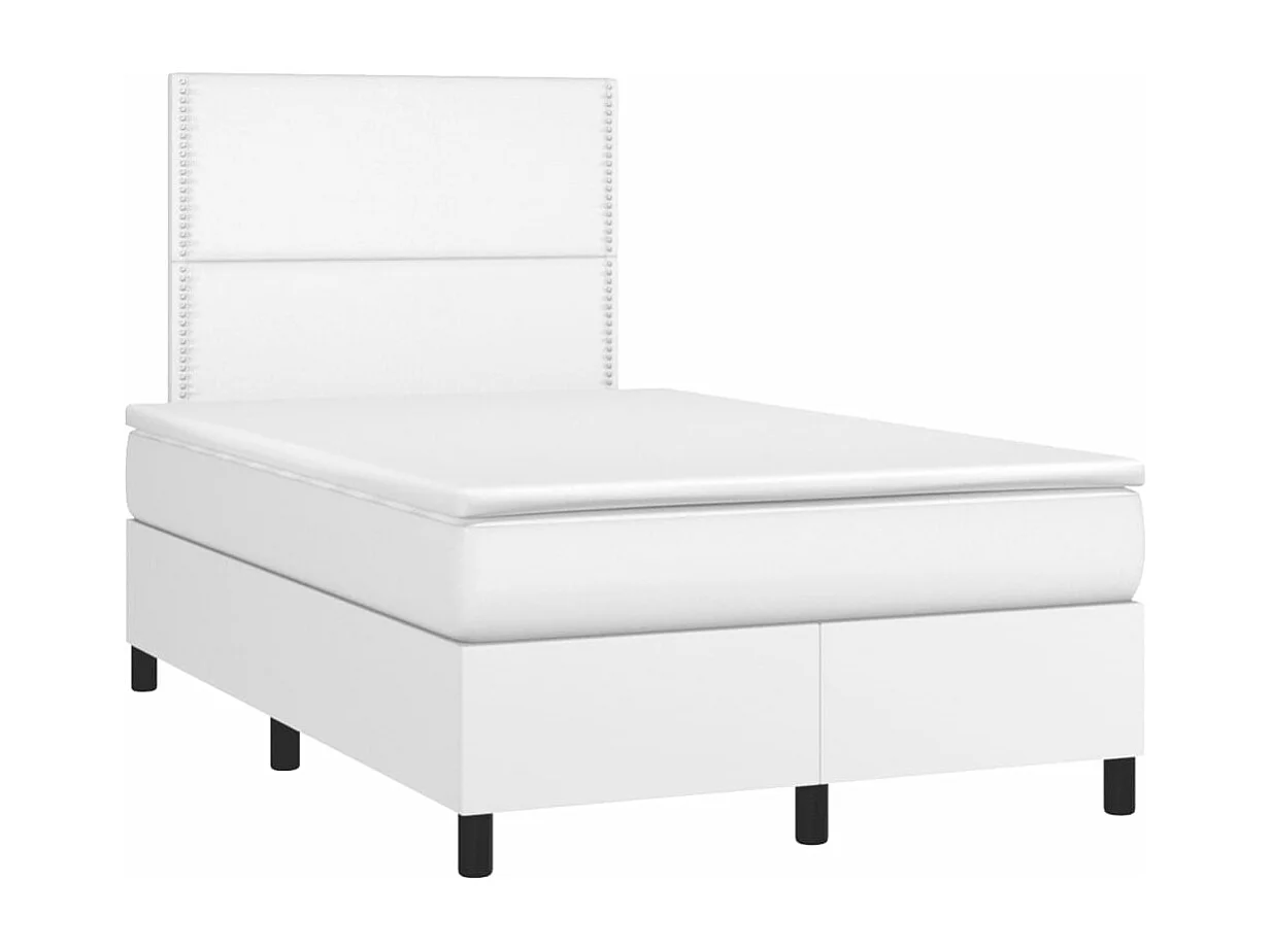 Sommier à lattes de lit avec matelas blanc 120x190cm similicuir