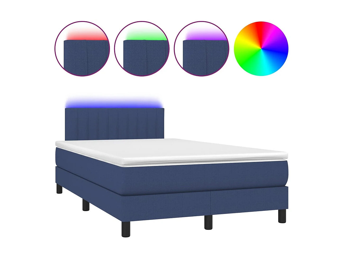 Boxspring met matras en LED stof blauw 120x190 cm