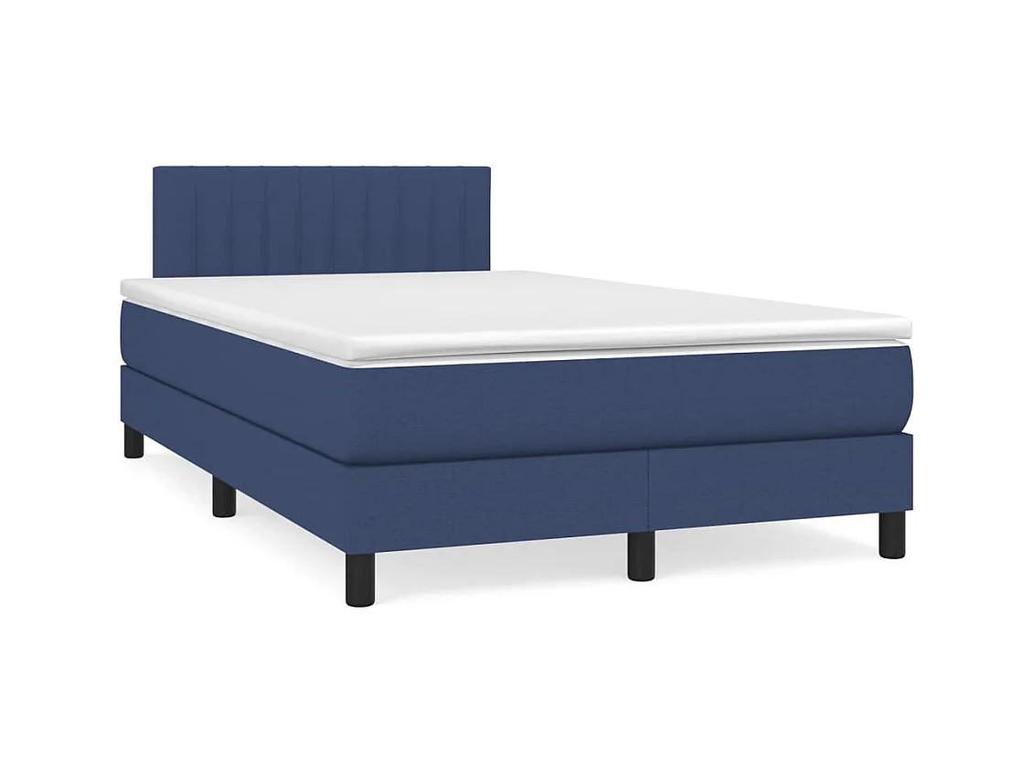 Sommier à lattes de lit matelas et LED bleu 120x190 cm tissu