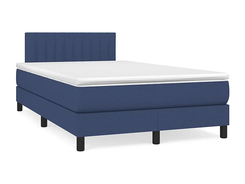 Sommier à lattes de lit matelas et LED bleu 120x190 cm tissu