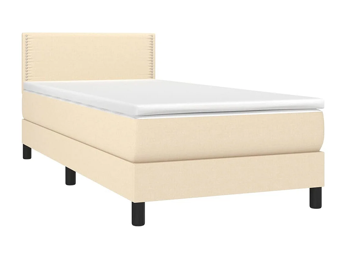 Sommier tapissier avec matelas et LED Crème 90x200 cm Tissu