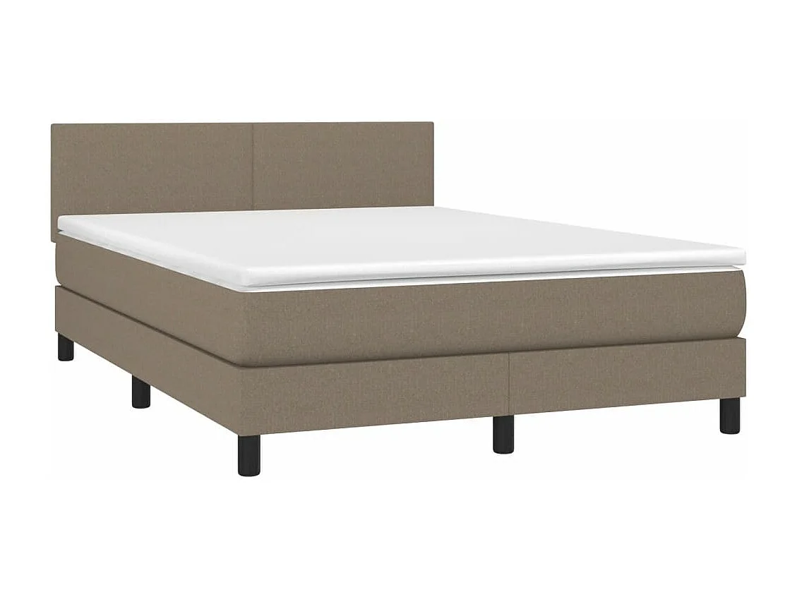 Sommier tapissier avec matelas et LED Taupe 140x200 cm Tissu
