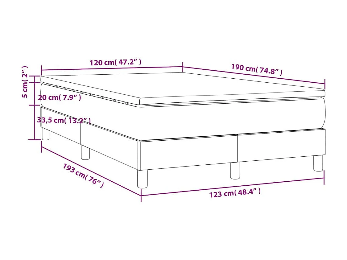 Cama boxspring com colchão 120x190 cm veludo azul-escuro