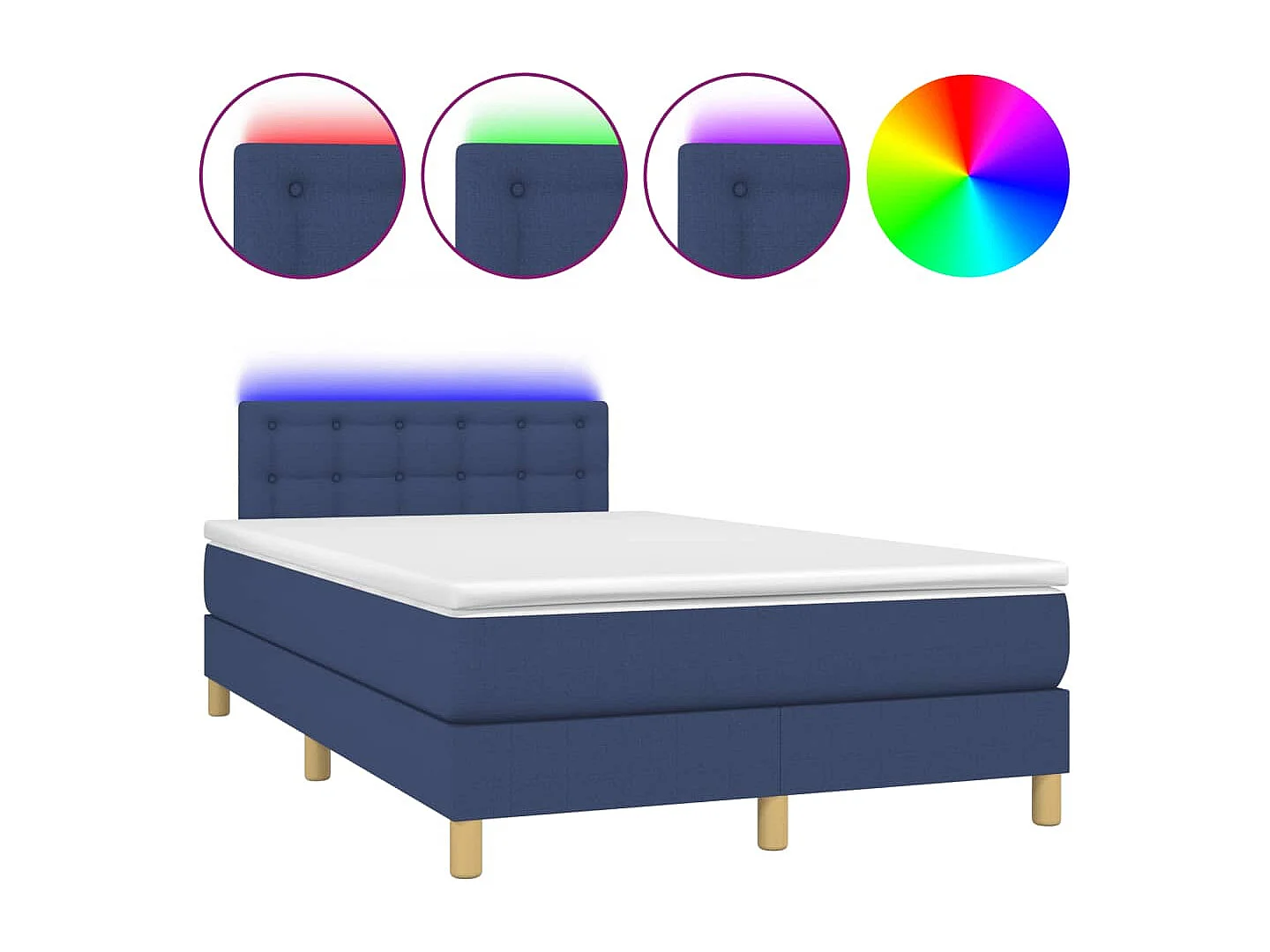 Boxspring met matras en LED stof blauw 120x190 cm