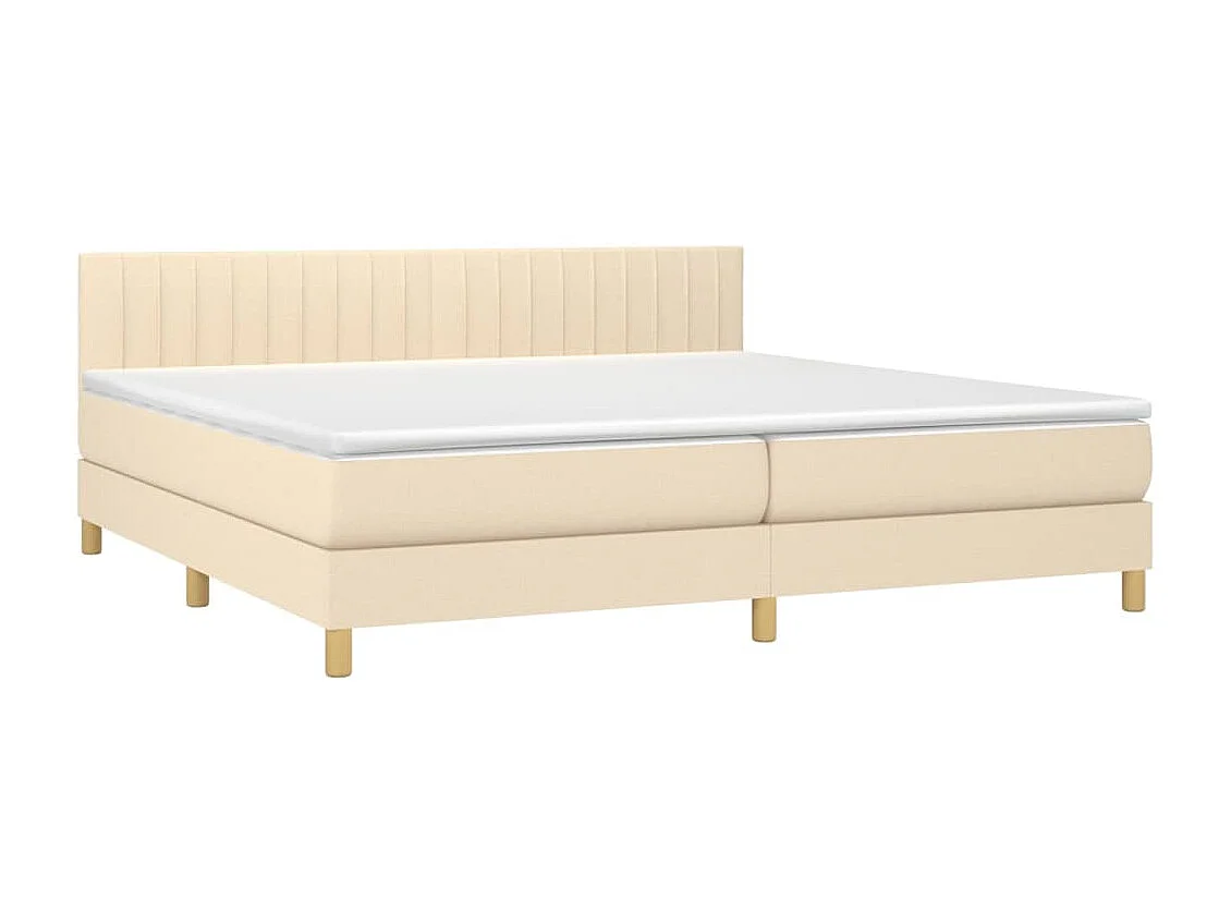 Sommier tapissier et matelas et LED Crème 200x200 cm Tissu