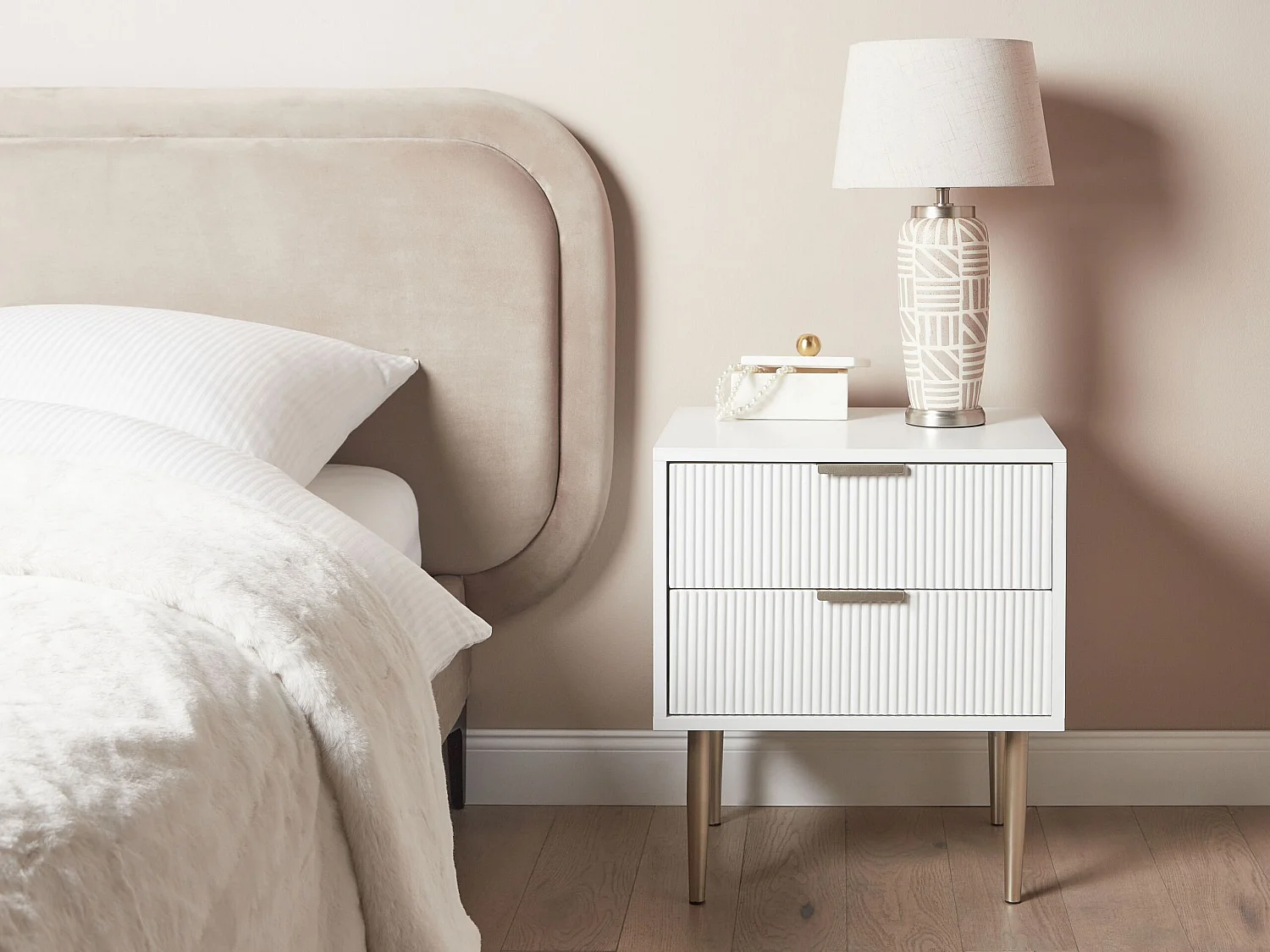 Table de nuit à 2 tiroirs SOHO Blanc