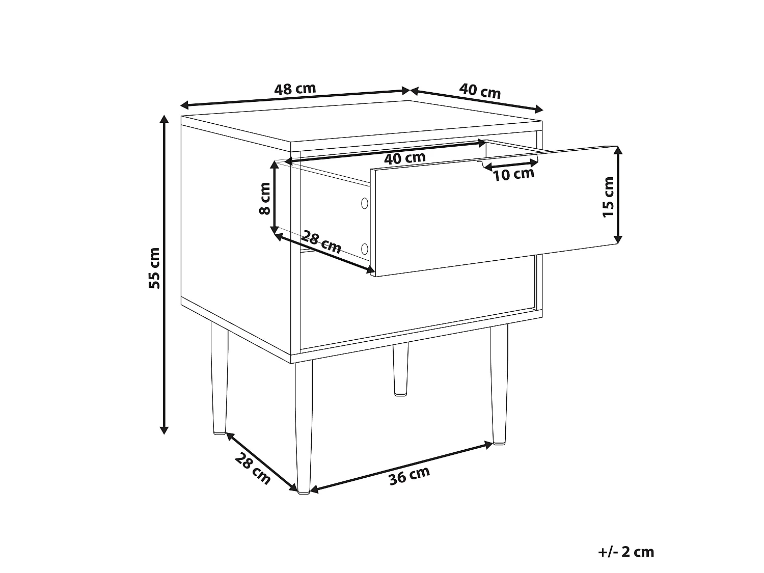 2 Drawer Bedside Table SOHO White