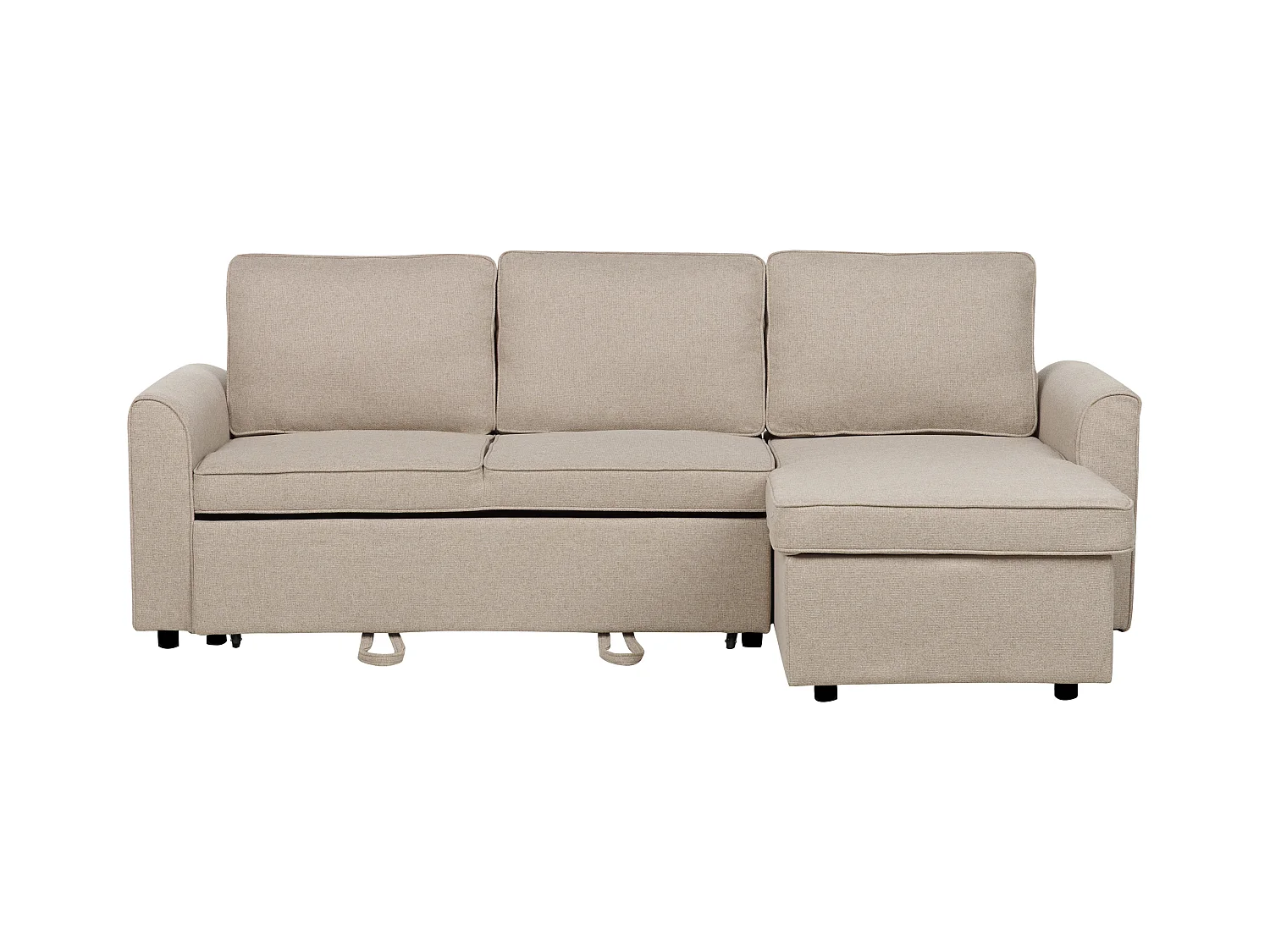 Canapé d'Angle en Tissu à droite Rangement Salon Beige Nesna