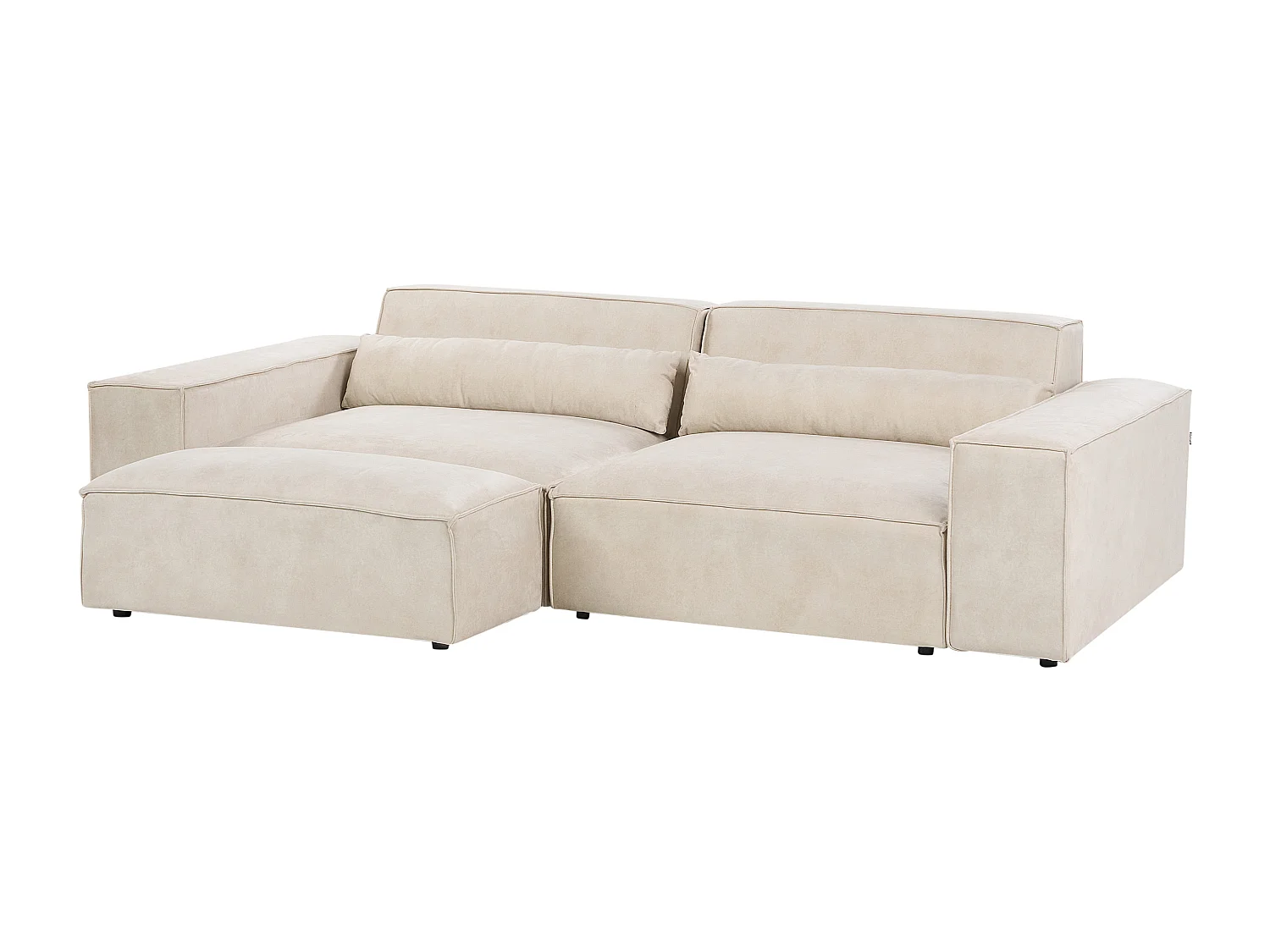 Canapé modulable 2 places HELLNAR Velours Beige clair avec ottoman