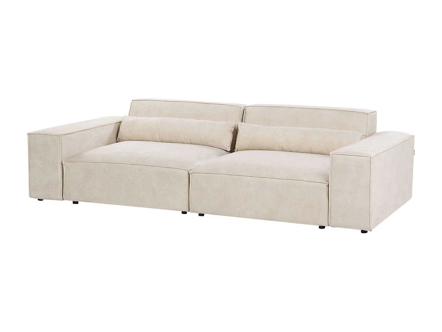 Canapé modulable 2 places HELLNAR Velours Beige clair avec ottoman