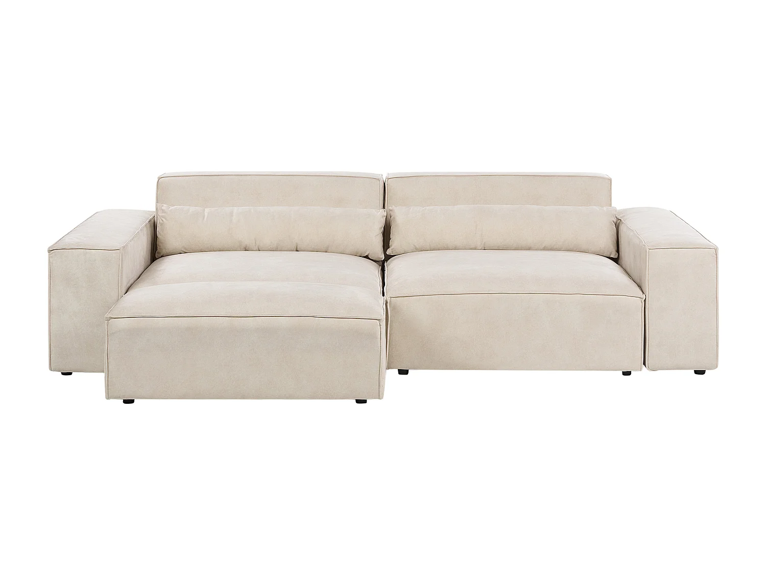 Sofa modułowa HELLNAR Welur Jasnobeżowy z otomaną dla 2 osób