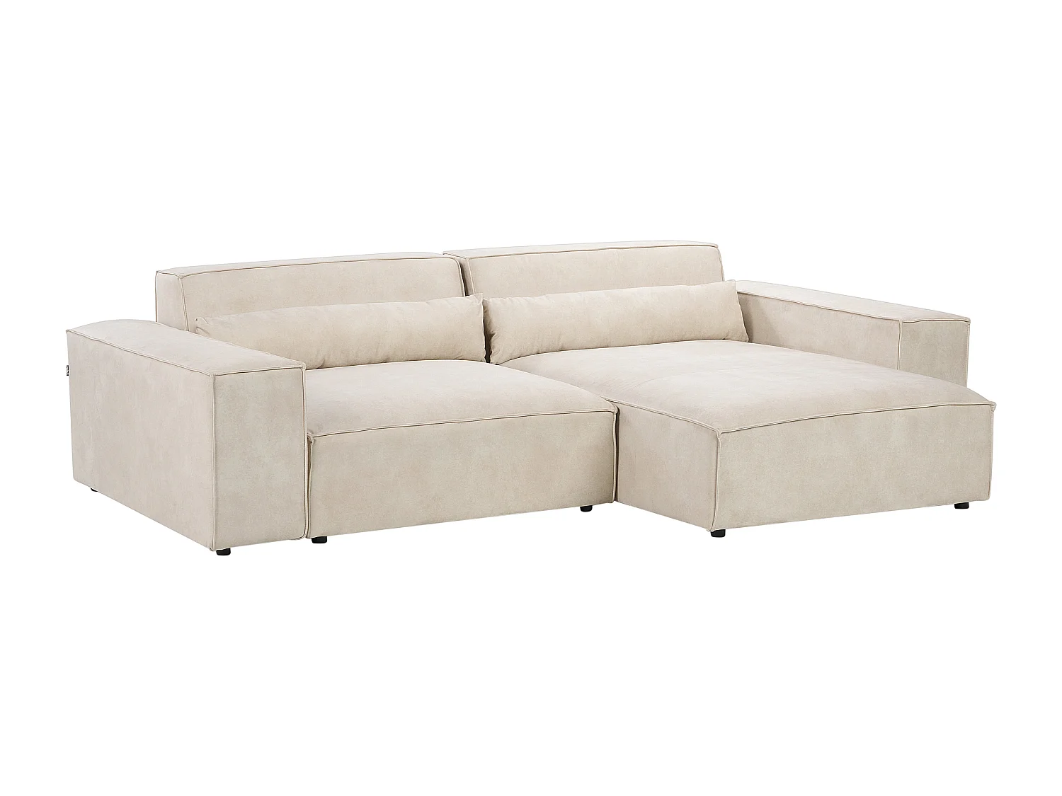 Modul 2-Sitzer Ecksofa Samt beige mit Chaiselongue links Kissen Skandi Hellnar