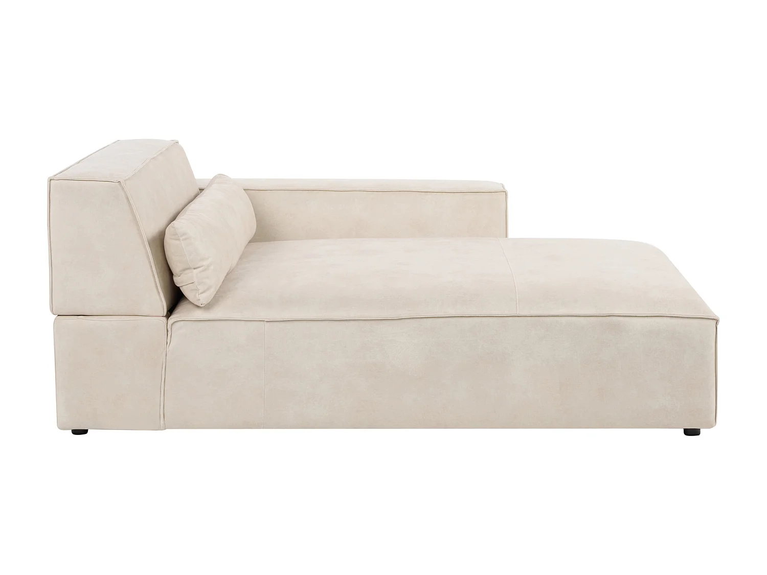 Modul 2-Sitzer Ecksofa Samt beige mit Chaiselongue links Kissen Skandi Hellnar