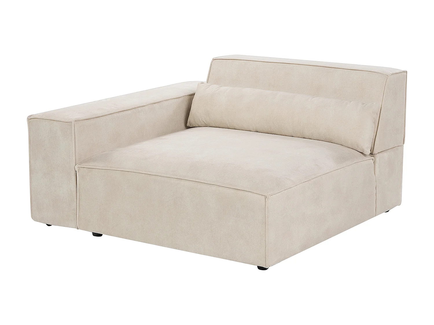 Modul 2-Sitzer Ecksofa Samt beige mit Chaiselongue links Kissen Skandi Hellnar