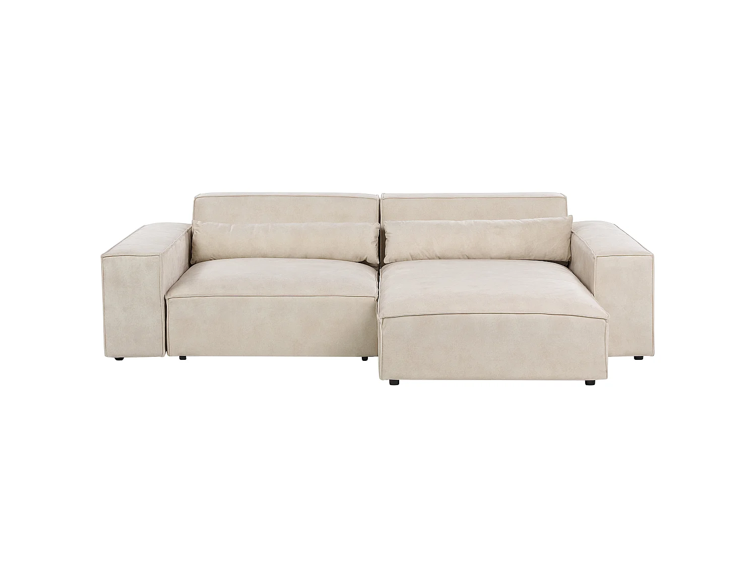 Canapé d'angle modulable HELLNAR Velours Beige clair 2 places Côté gauche